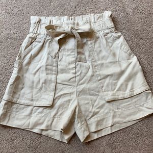 High waisted paper bag shorts